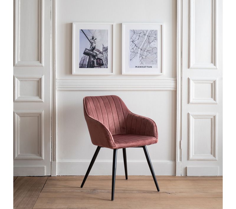 Chaise En Velours Bertille Rose