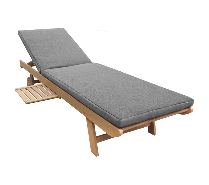 Bain De Soleil Pliant En Acacia Kanawa - Coussin Gris