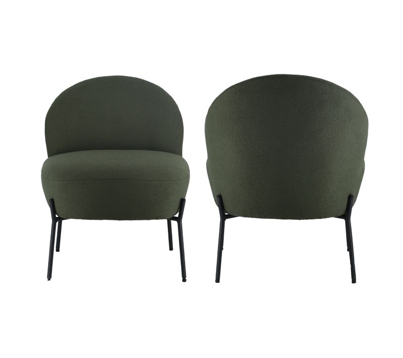 Fauteuil En Tissu Boucle Vert Kaki Helmi