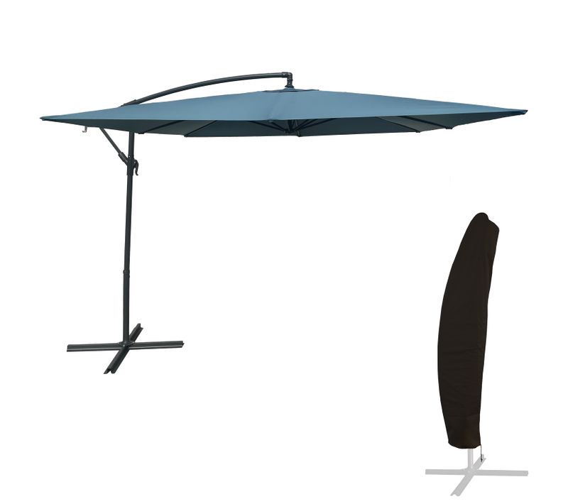 Parasol Déporté Molokai Carré 2,7x2,7m Bleu Gris + Housse