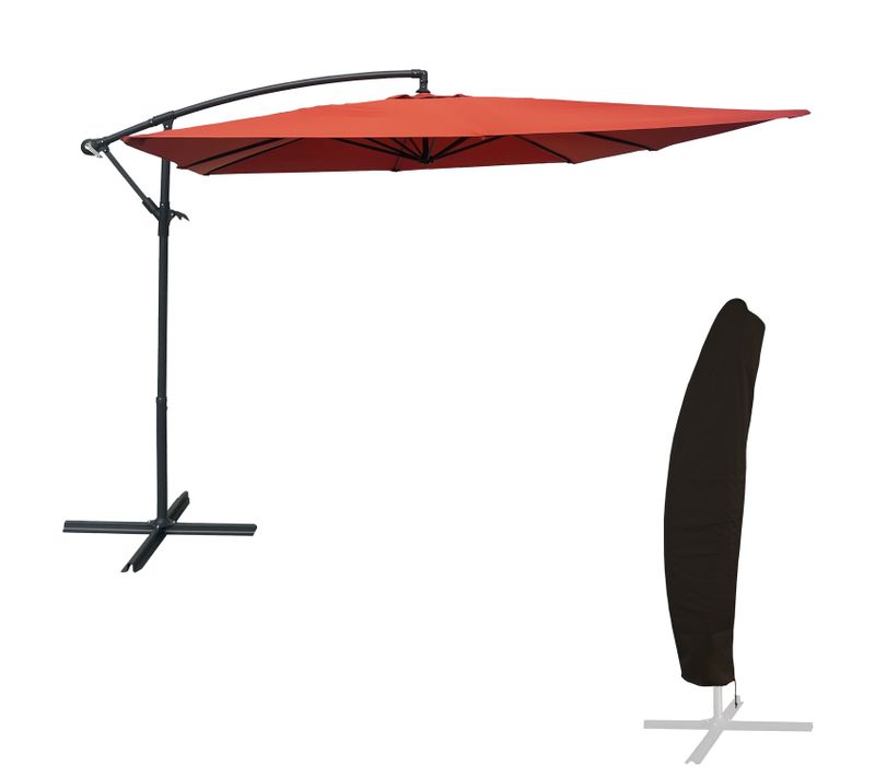 Parasol Déporté Molokai Carré 2,7x2,7m Terracotta + Housse