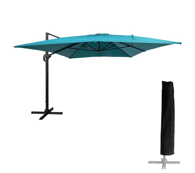 Parasol Déporté Molokai Rectangulaire 3x4m Bleu + Housse
