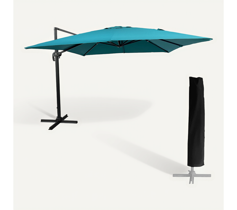 Parasol Déporté Molokai Carré 3x3m Bleu + Housse