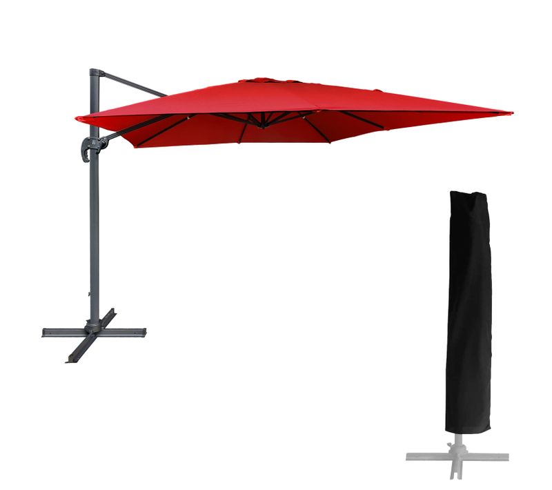 Parasol Déporté Molokai Carré 3x3m Rouge + Housse