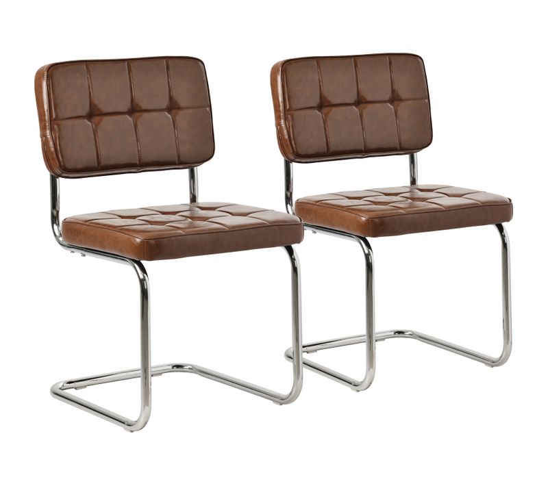 Lot De 2 Chaises Cantilever En Simili Marron Maria