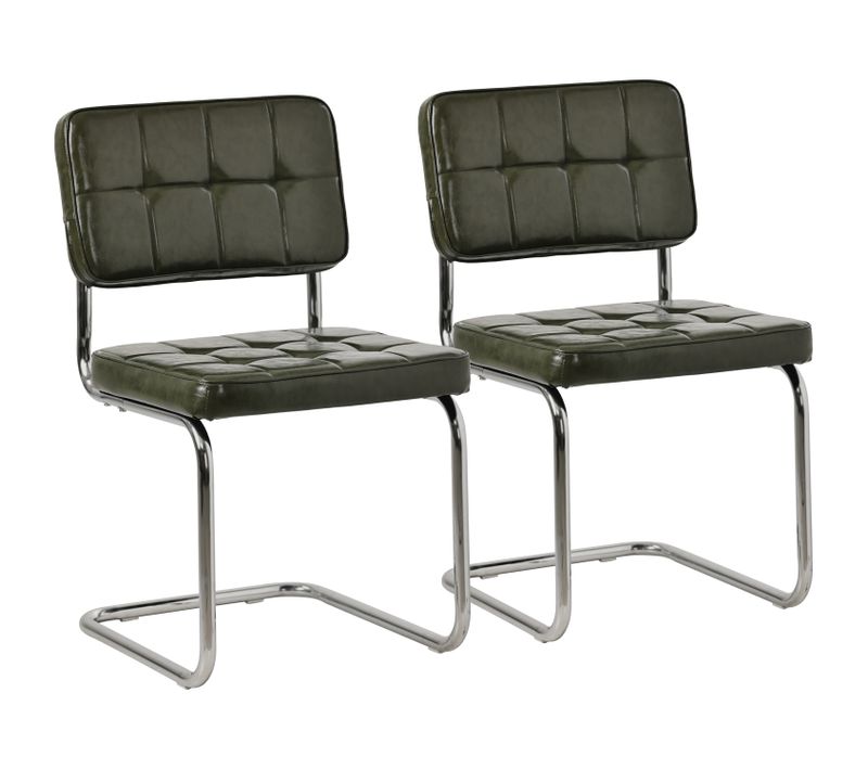 Lot De 2 Chaises Cantilever En Simili Vert Kaki Maria
