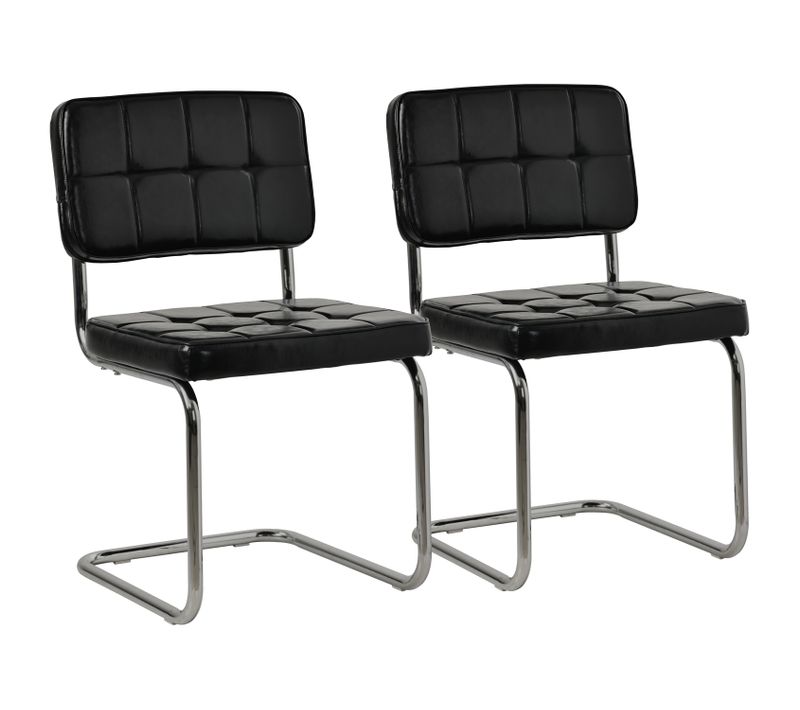 Lot De 2 Chaises Cantilever En Simili Noir Maria