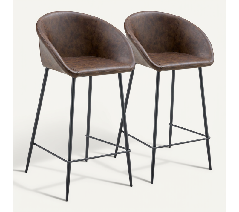 Lot De 2 Tabourets De Bar En Simili Marron Achille