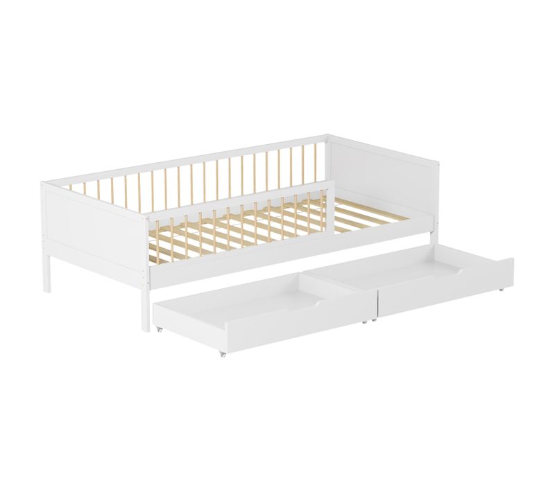 Lit Pour Enfant 190x90cm Blanc Avec Tiroirs Adam