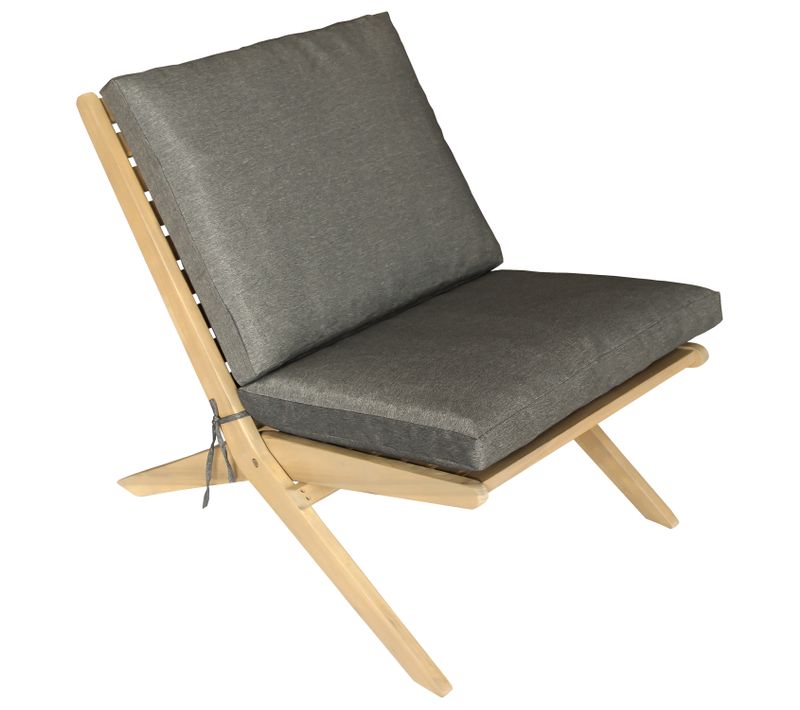 Fauteuil Pliant En Acacia Et Coussins Gris Faro