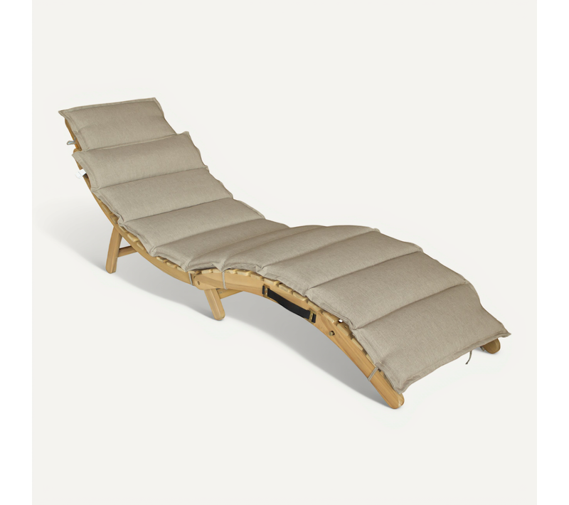 Bain De Soleil Pliant En Acacia Komodo - Coussin Sable