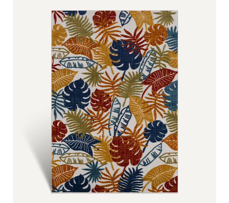 Tapis D'extérieur Rectangle - À Motif Feuille - 120x160 cm - Cabana - Multicolore