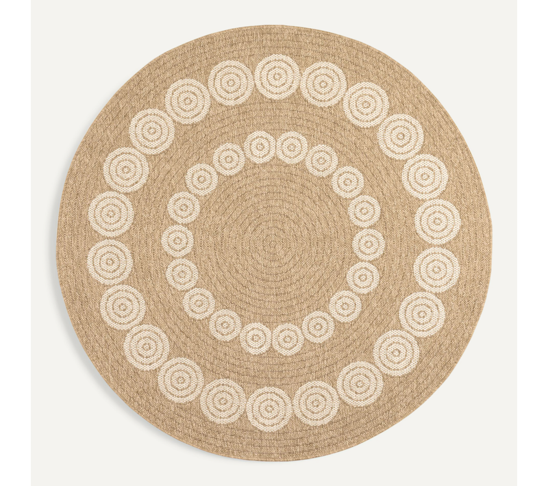 Tapis De Salon Intérieur Extérieur Rectangle Nature Aspect Jute Blanc 80x80cm