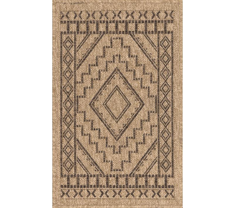Tapis De Salon Intérieur Extérieur Rectangle Nature Aspect Jute Marron 50x80cm