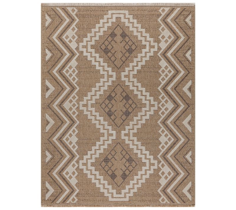 Tapis Intérieur Extérieur Aspect Jute Marron Tulum 9054 170 X 120 Cm