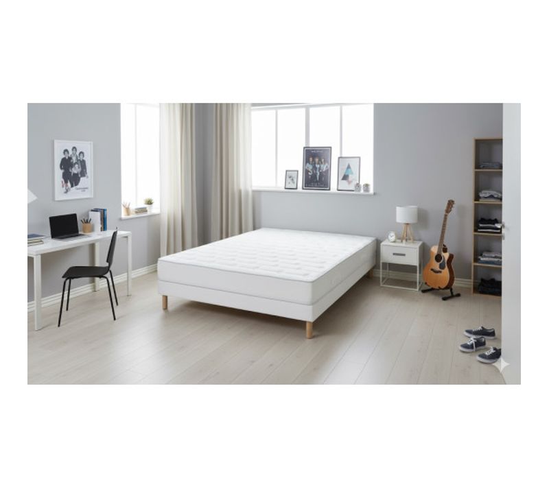 Ensemble Essenzia Delice Tres Ferme + Sommier Tradition Graphic + Pieds 200x210 Mousse