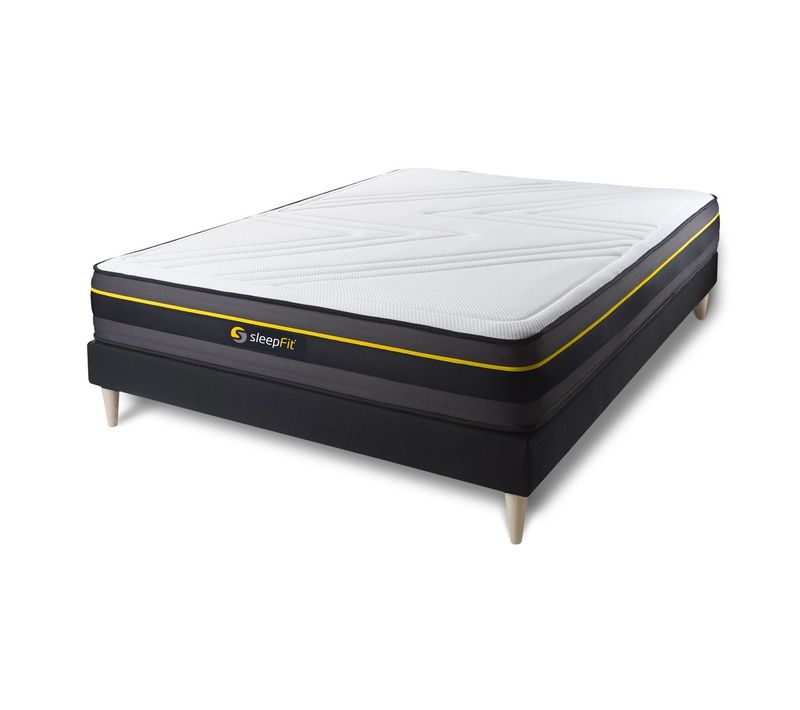 Ensemble Matelas Mémoire De Forme 140x190 Active Ep:24cm - Sommier Noir