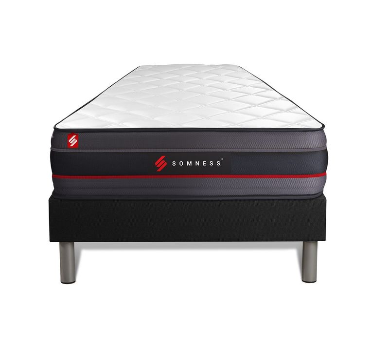 Ensemble Matelas Mémoire De Forme 90x200 Regen Ep:24cm - Sommier Noir