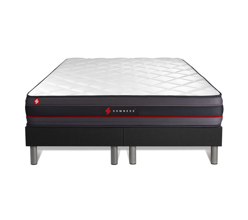 Ensemble Matelas Mémoire De Forme 180x200 Regen Ep:24cm - Sommier Noir