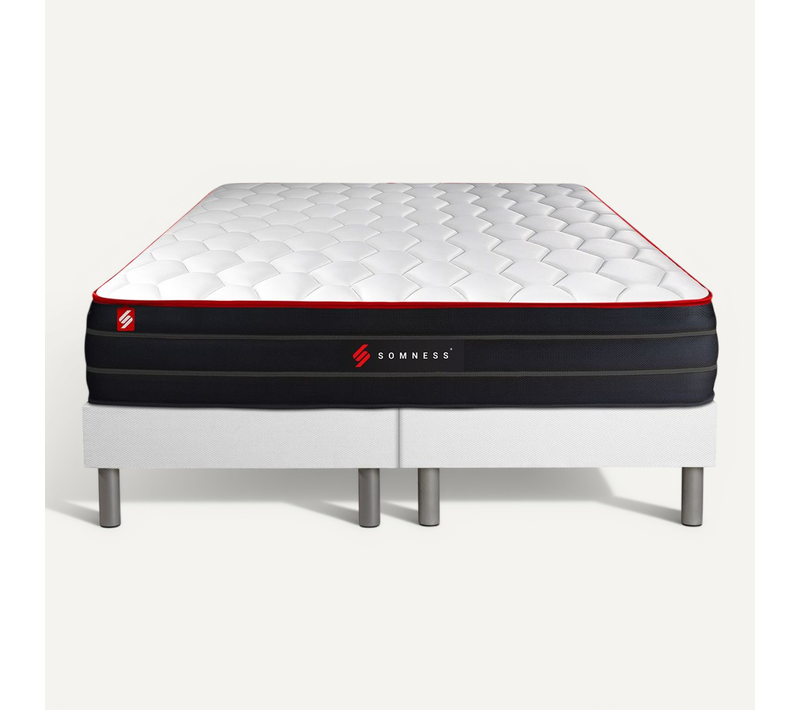 Ensemble Matelas Ressorts Ensachés Et Mémoire De Forme 180x200 Boost Ep:26cm - Sommier Blanc