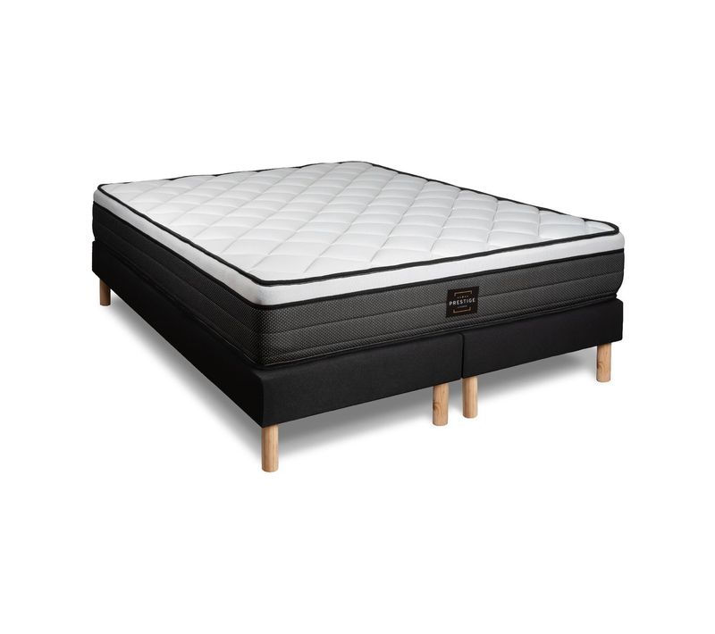 Ensemble Matelas Ressorts Ensachés Et Mémoire De Forme 160x200 Suite Ep:26cm - Sommier Noir