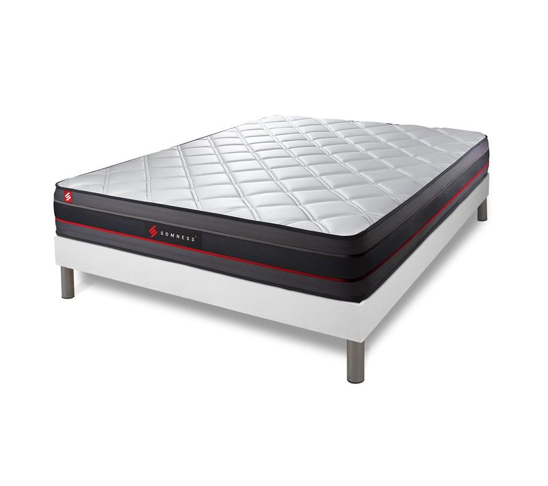 Ensemble Matelas Mémoire De Forme 200x200 Regen Ep:24 Cm - Sommier Kit Blanc