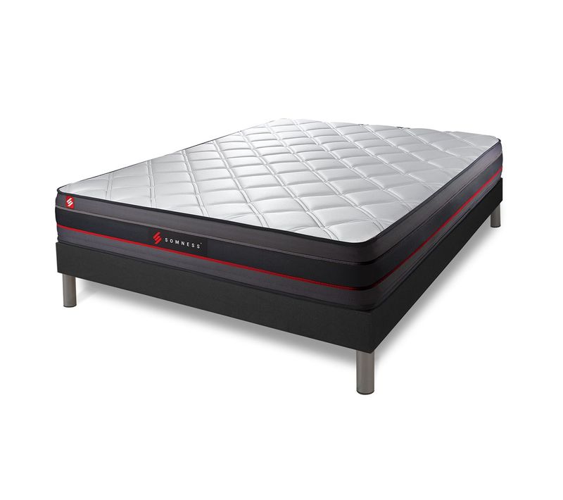Ensemble Matelas Mémoire De Forme 160x200 Regen Ep:24 Cm - Sommier Kit Noir