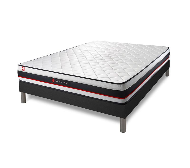 Ensemble Matelas Mousse 200x200 Form Ep:19 Cm - Sommier Kit Noir