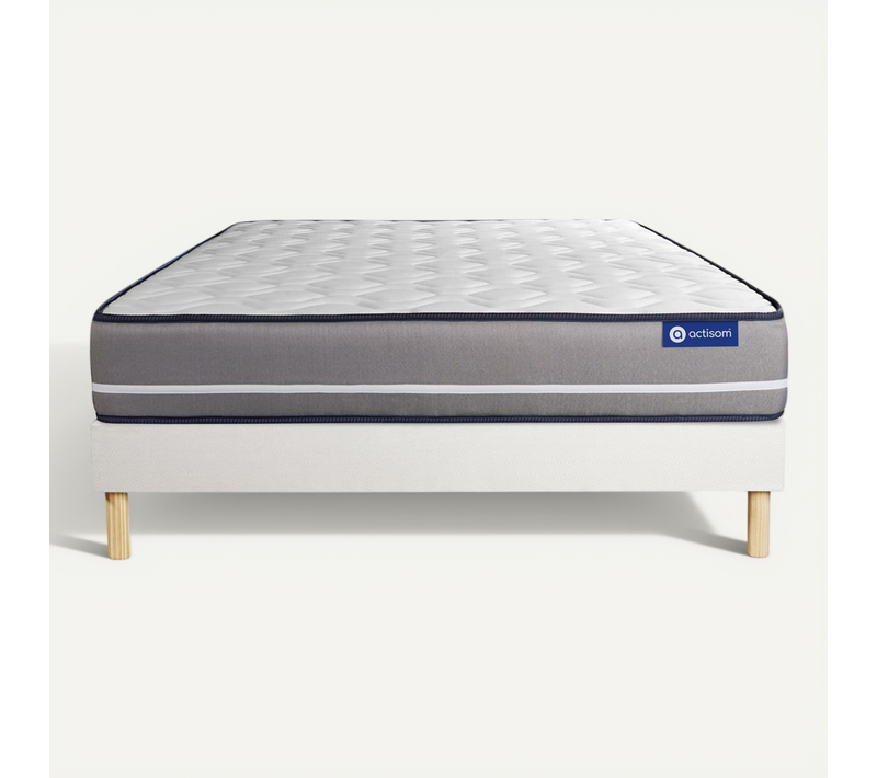 Ensemble Matelas Ressorts Ensachés 140x200 Actiflex Pur Ep:20 Cm - Sommier Kit Blanc