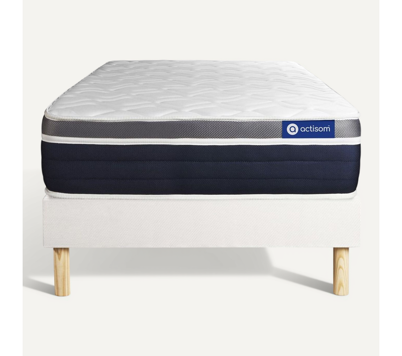 Ensemble Matelas Mémoire De Forme 90x200 Actimemo Confort Ep:26 Cm - Sommier Kit Blanc