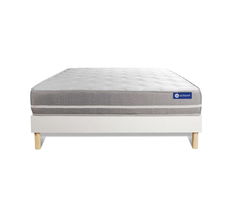 Ensemble Matelas Mémoire De Forme 140x190 Actimemo Touch Ep:20 Cm - Sommier Kit Blanc