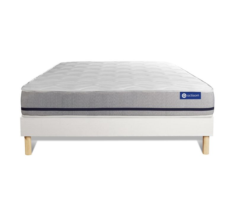 Ensemble Matelas Mémoire De Forme 160x200 Actimemo Soft Ep:20 Cm - Sommier Kit Blanc