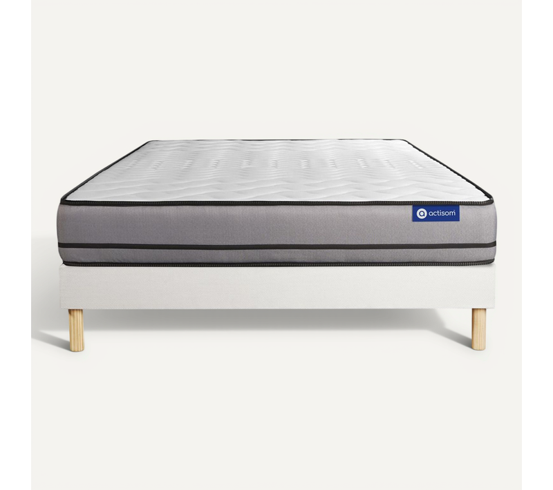 Ensemble Matelas Mémoire De Forme 200x200 Actimemo Night Ep:20 Cm - Sommier Kit Blanc