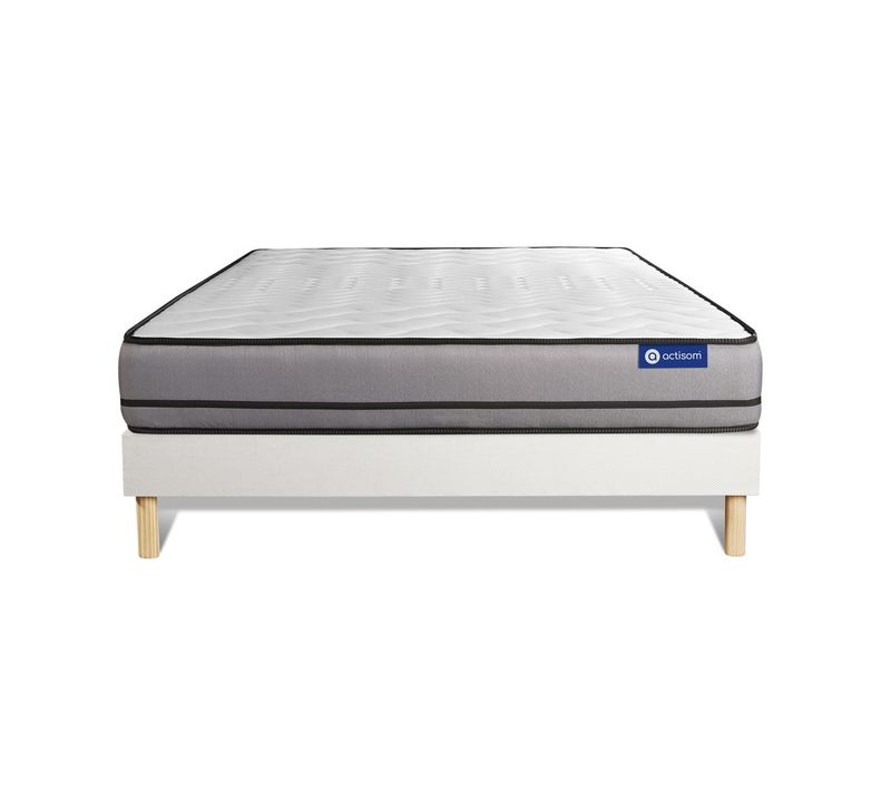 Ensemble Matelas Mémoire De Forme 140x190 Actimemo Night Ep:20 Cm - Sommier Kit Blanc