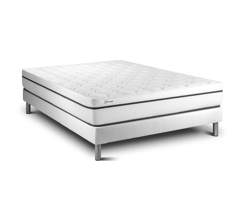 Ensemble Matelas Mousse Polyuréthane à Mémoire De Forme 140x190 Vital Spa Ep:24 Cm - Sommier Kit Bla