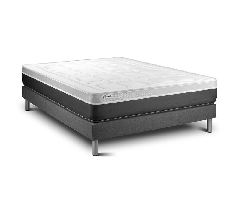 Ensemble Matelas Mousse Polyuréthane à Mémoire De Forme 180x200 Vital Soft Ep:24 Cm - Sommier Kit Gr