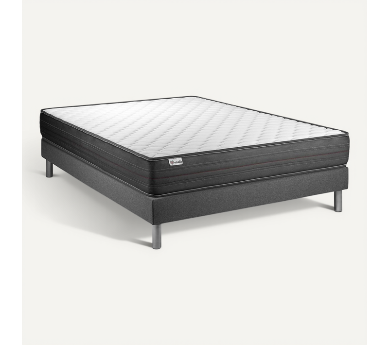 Ensemble Matelas Mousse Polyuréthane à Mémoire De Forme 160x200 Vitalpower Ep:20 Cm - Sommier Kit Gr