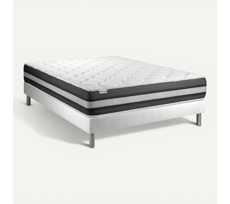 Ensemble Matelas Ressorts Ensachés Et Mémoire De Forme 160x200 Vitalspring Zen Ep:26 Cm - Sommier Ki