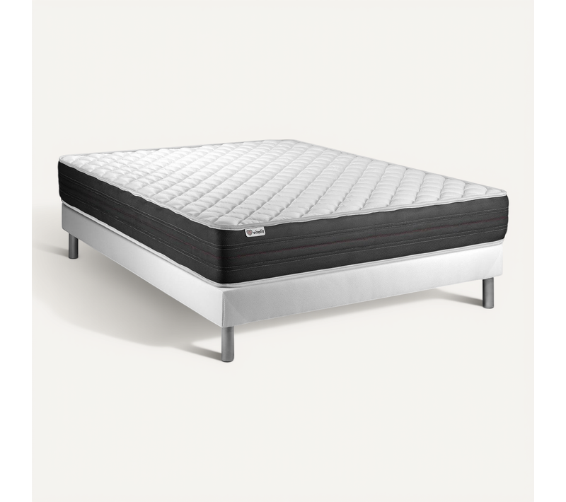Ensemble Matelas Mousse Polyuréthane à Mémoire De Forme 140x190 Vitalmemo One Ep:24 Cm - Sommier Kit