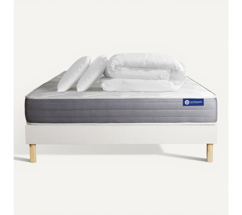 Ensemble Matelas Actimemo Dream Mémoire De Forme 160x200 Cm 5zones Confort + Sommier Kit Blanc + 2o
