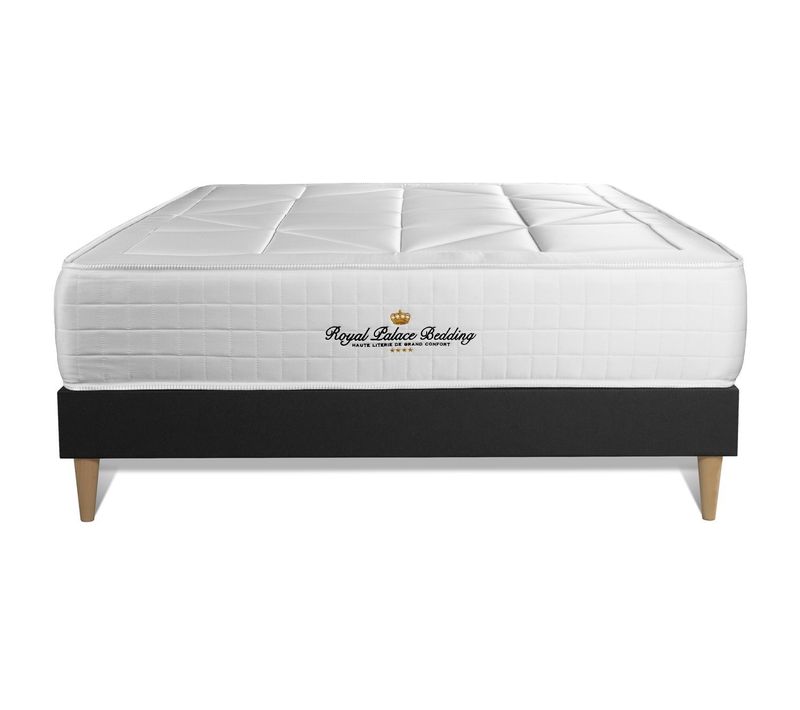 Ensemble Matelas Ressorts Ensachés Et Mémoire De Forme 160x200 Windsor Ep:26 Cm - Sommier Kit Noir