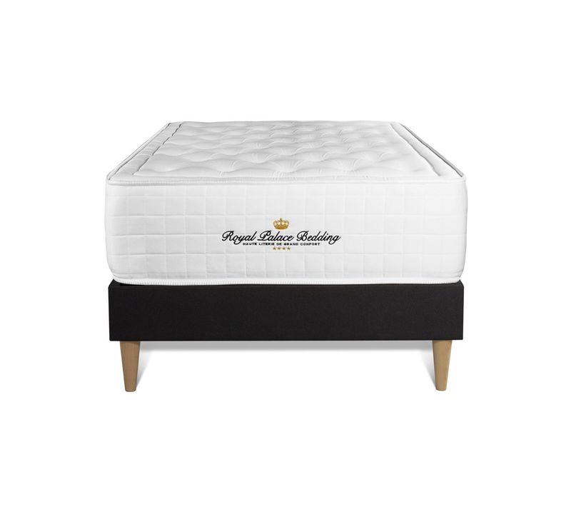 Ensemble Matelas Mémoire De Forme 90x200 Buckingham Ep:30 Cm - Sommier Kit Noir