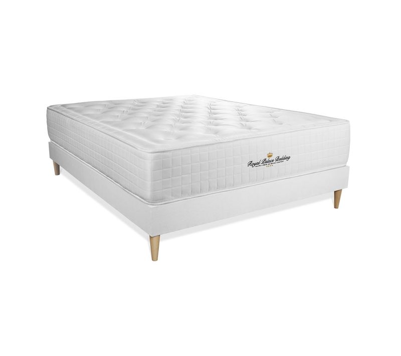 Ensemble Matelas Mémoire De Forme 140x200 Buckingham Ep:30 Cm - Sommier Kit Blanc