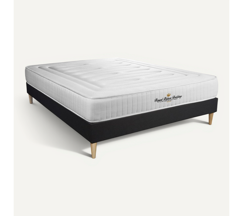Ensemble Matelas Ressorts Ensachés Et Mémoire De Forme 180x200 Lancaster Ep:22 Cm - Sommier Kit Noir
