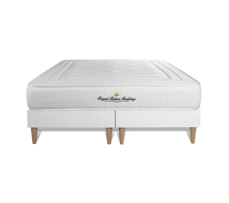 Ensemble Matelas Ressorts Ensachés Et Mémoire De Forme 200x200 Lancaster Ep:22cm - Sommier Blanc