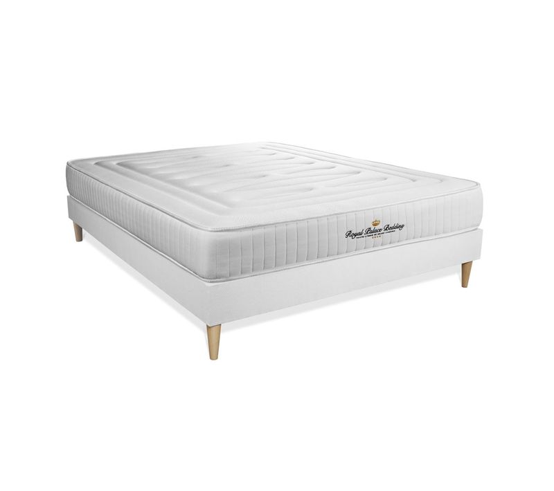 Ensemble Matelas Ressorts Ensachés Et Mémoire De Forme 160x200 Lancaster Ep:22cm - Sommier Blanc