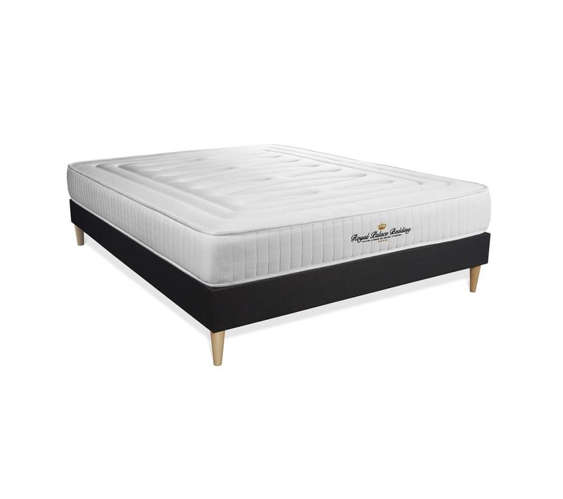 Ensemble Matelas Ressorts Ensachés Et Mémoire De Forme 160x200 Lancaster Ep:22cm - Sommier Noir