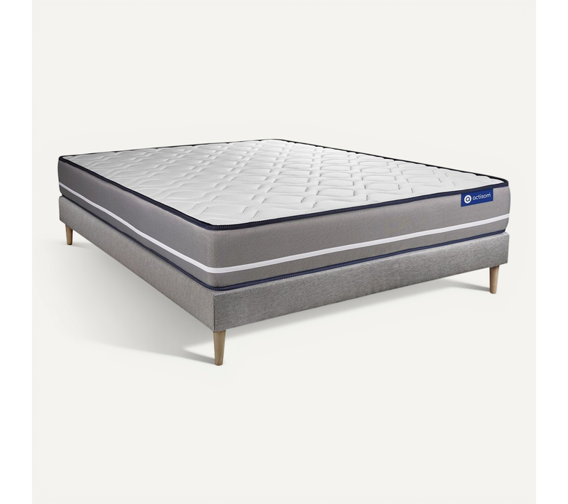 Ensemble Matelas Ressorts Ensachés 160x200 Actiflex Pur Ep:20 Cm - Sommier Kit Gris