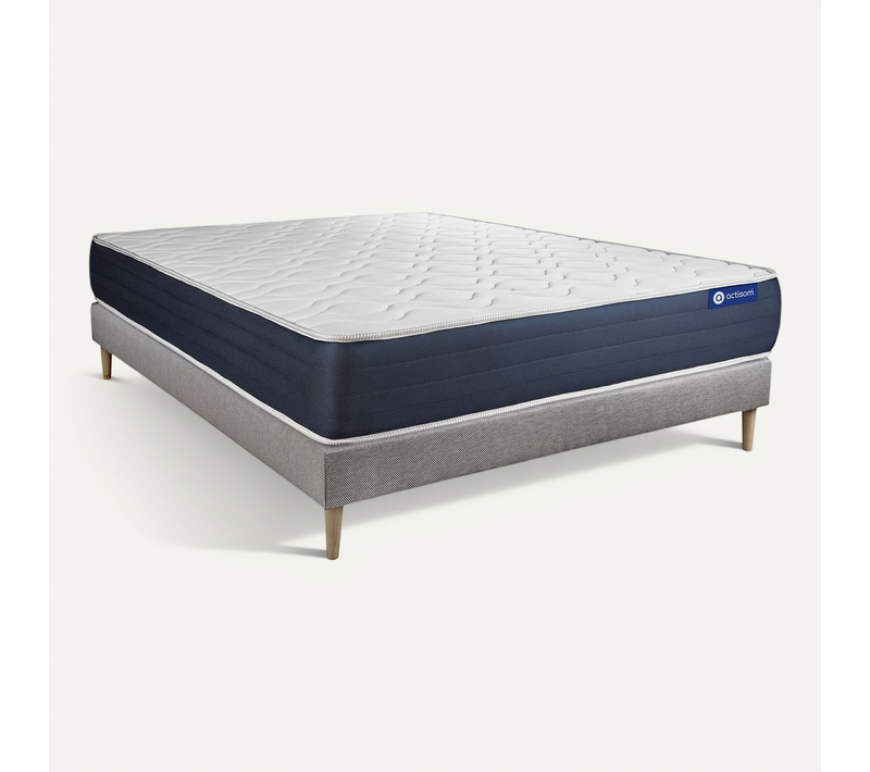 Ensemble Matelas Mémoire De Forme 180x200 Actimemo Sleep Ep:22 Cm - Sommier Kit Gris