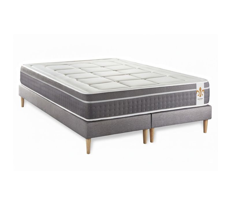 Ensemble Matelas Ressorts Ensachés Et Mémoire De Forme 180x200 Trente Ep:30cm - Sommier Gris
